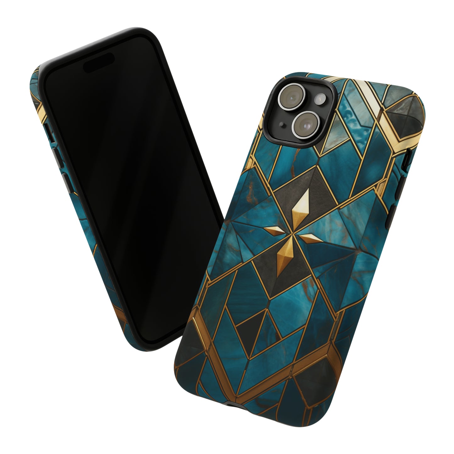 Gold and Blue Marble Mosaic Phone Case