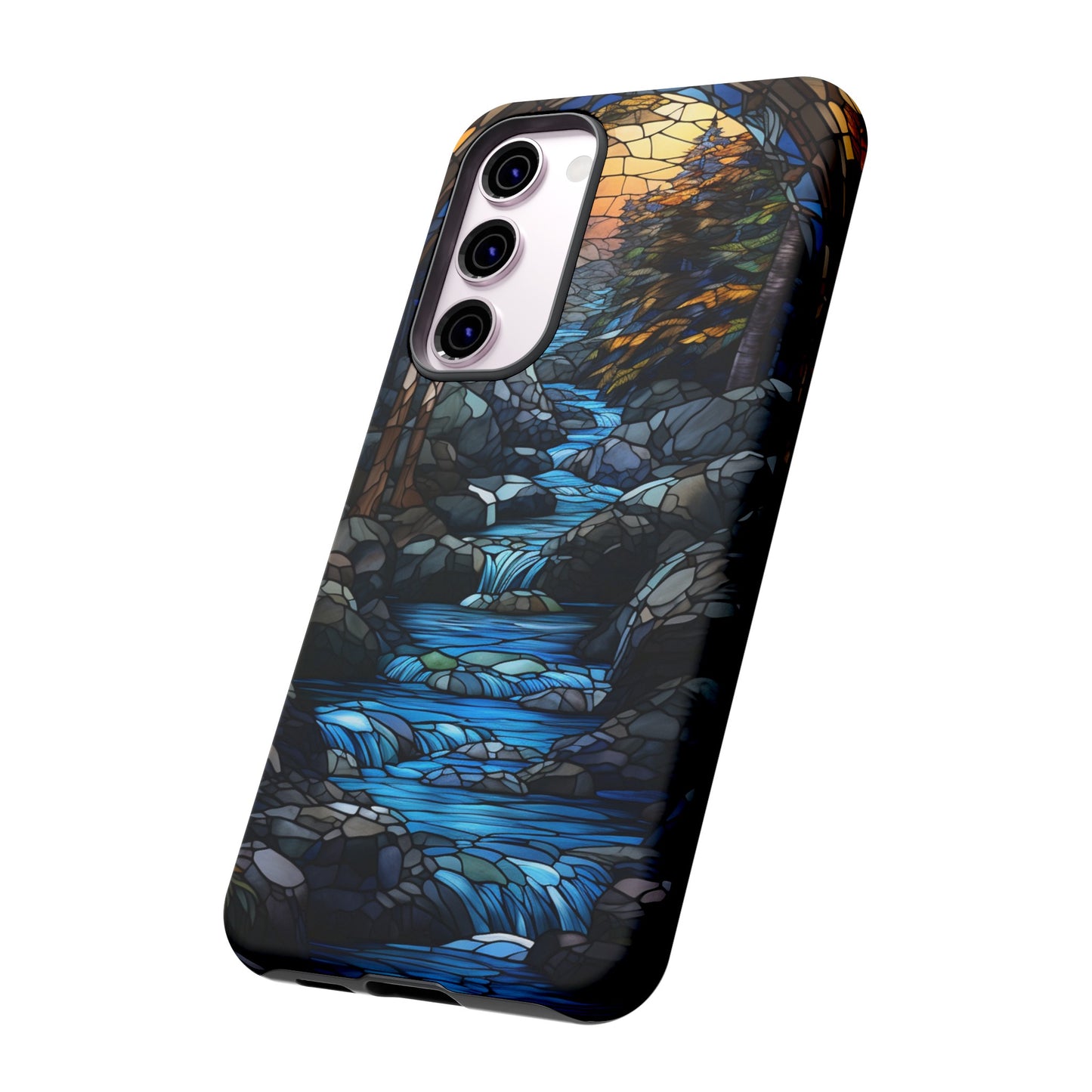 Stained Glass Stone Bridge and River Art Phone Case