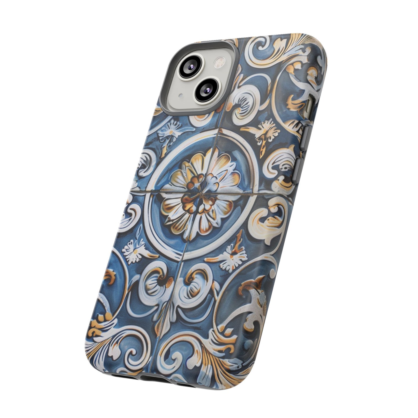 Azulejo Porcelain Blue & Creamy White Tile Mediterranean Design Phone Case