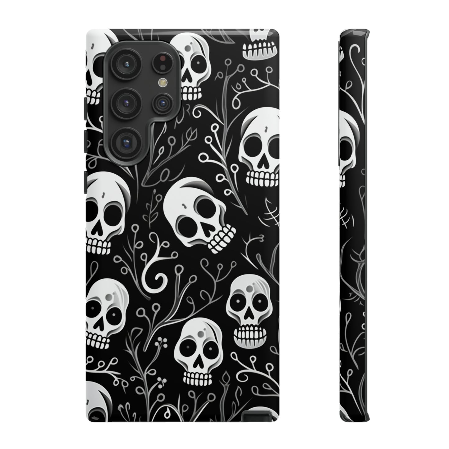 Join the Goth Side: Black Skull Floral Print | Mystical Elegance Case for iPhone, Samsung Galaxy, and Google Pixel