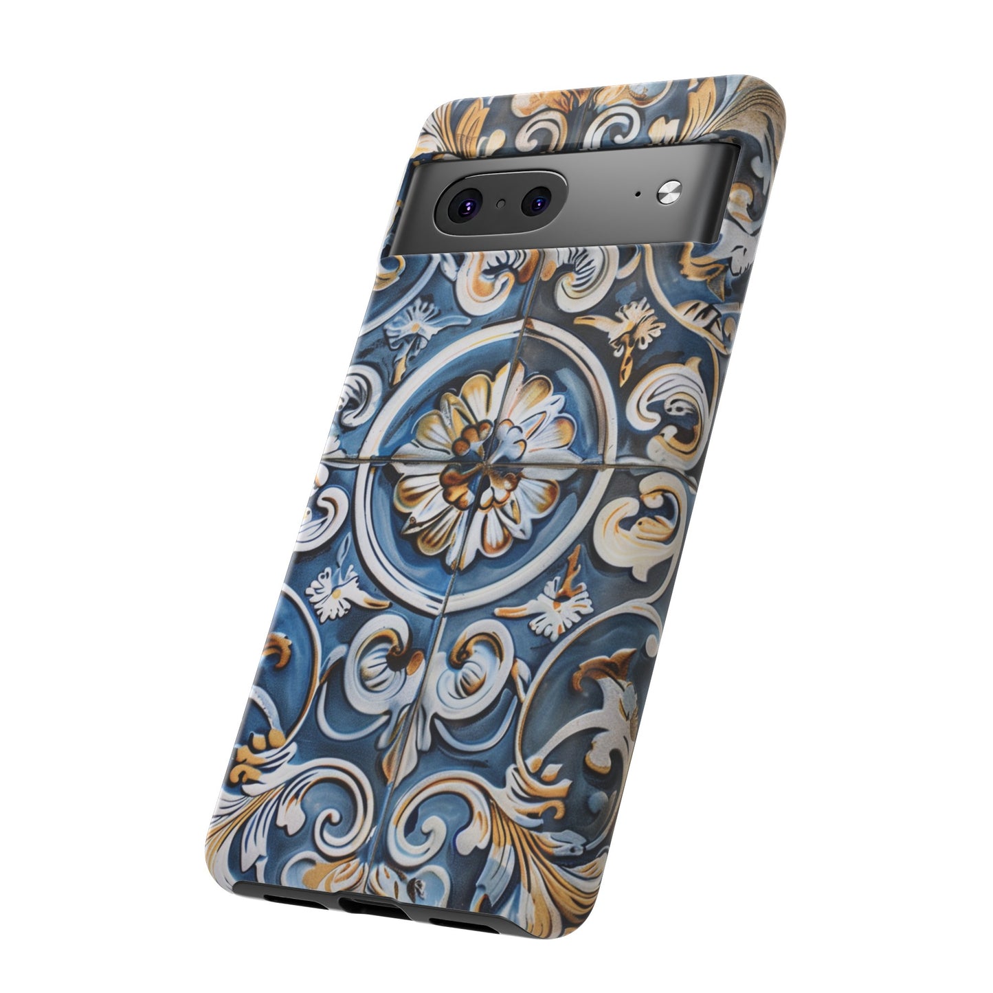 Azulejo Porcelain Blue & Creamy White Tile Mediterranean Design Phone Case