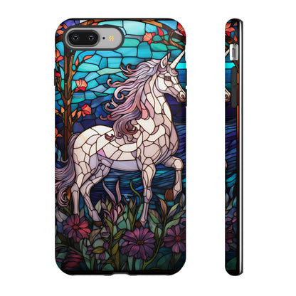 Unicorn Stained Glass iPhone, iPhone Case Retro Samsung Galaxy Phone Tough Case iPhone 15 14 Plus 13 12 7 8 Se Hippie Boho Style