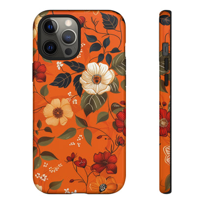 Orange Floral Phone Tough Case