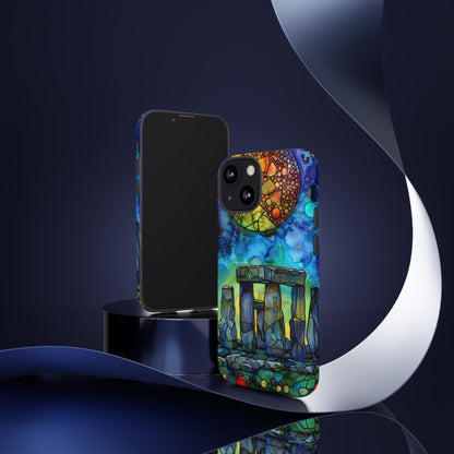 Stonehenge Neolithic Full Moon Stained Glass Watercolor Phone Cover