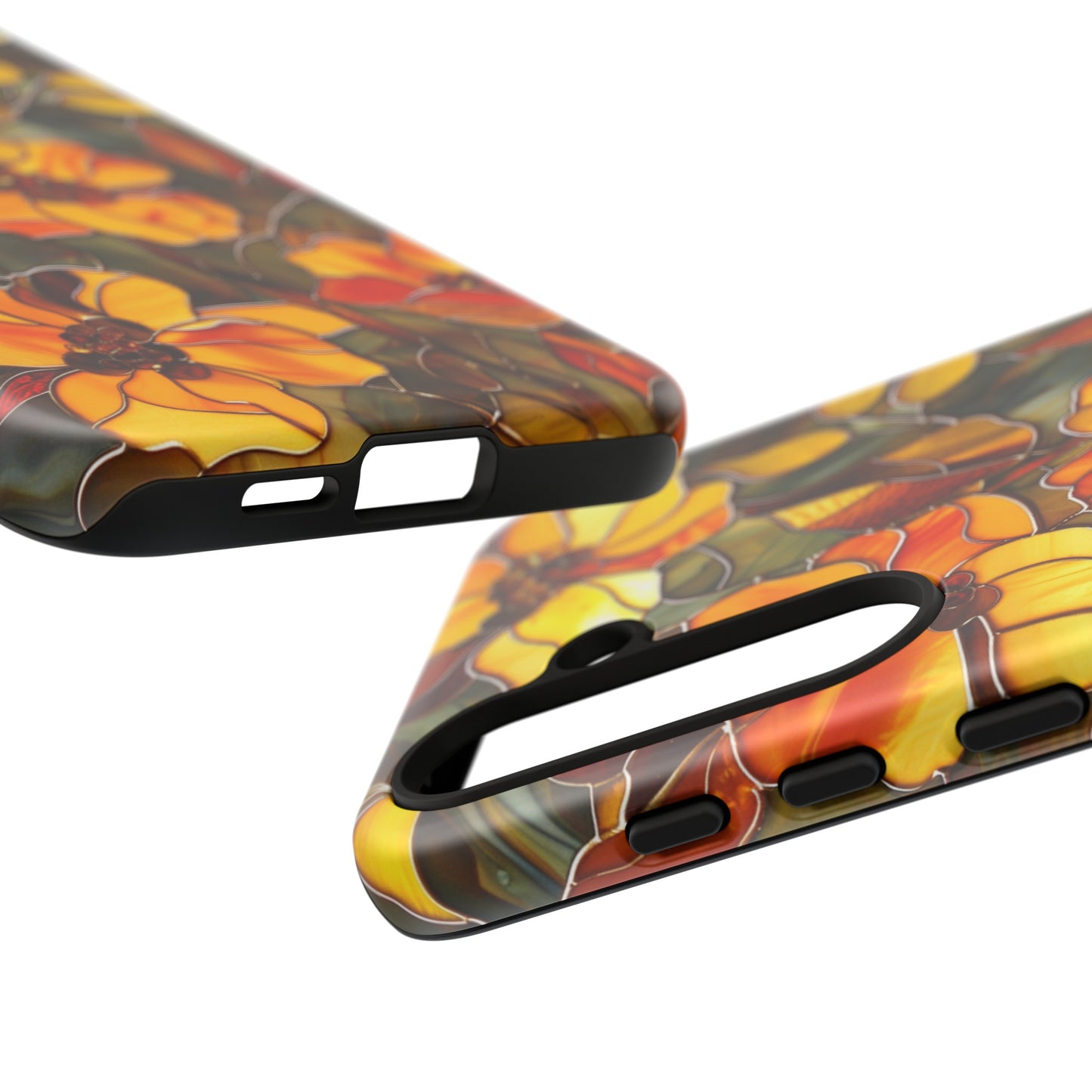 Orange Floral Phone Case Stained Glass Style