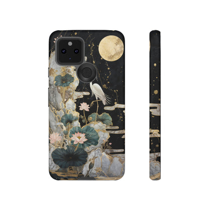 Heron and Moon Floral Zen Art Phone Case