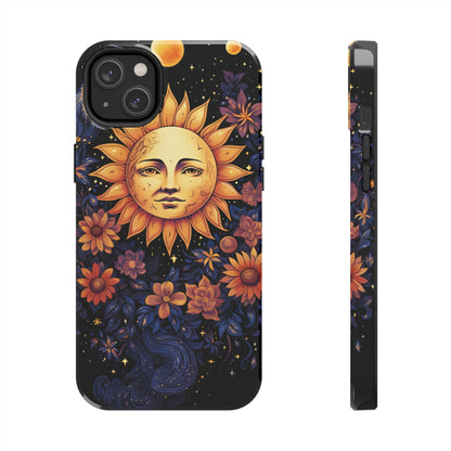 Cosmic Blooms: Floral Sun, Moon & Stars iPhone Case - Where Celestial Meets Botanical