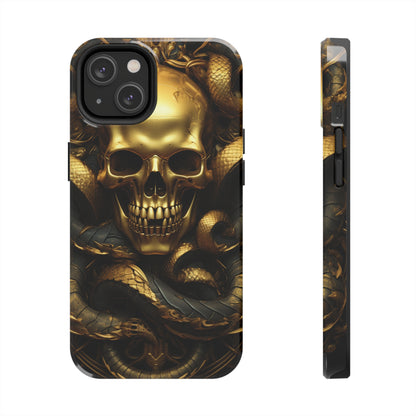 iPhone 13 Pro Case draped in golden skulls and serpents