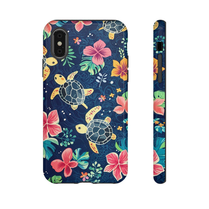 Undersea Floral Blue Sea Turtle Phone Case