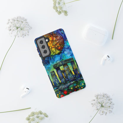 Stonehenge Neolithic Full Moon Stained Glass Watercolor Phone Cover