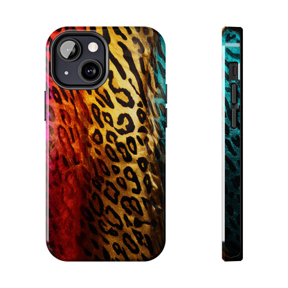 Kaleidoscopic Wild: Psychedelic Rainbow Leopard Print | Dazzling iPhone Case