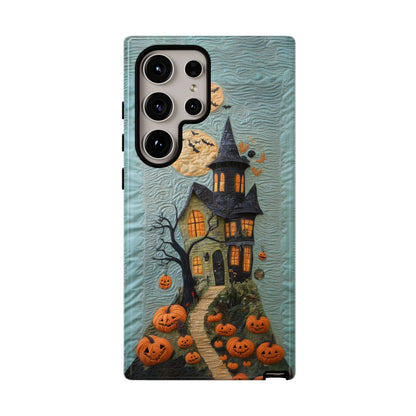 Halloween Haunted House Vintage Embroidery Style Phone Cover