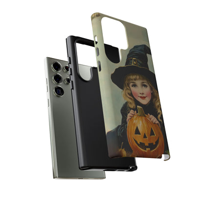 Vintage Halloween Card Witch and Jack-o'-lantern Phone Cover