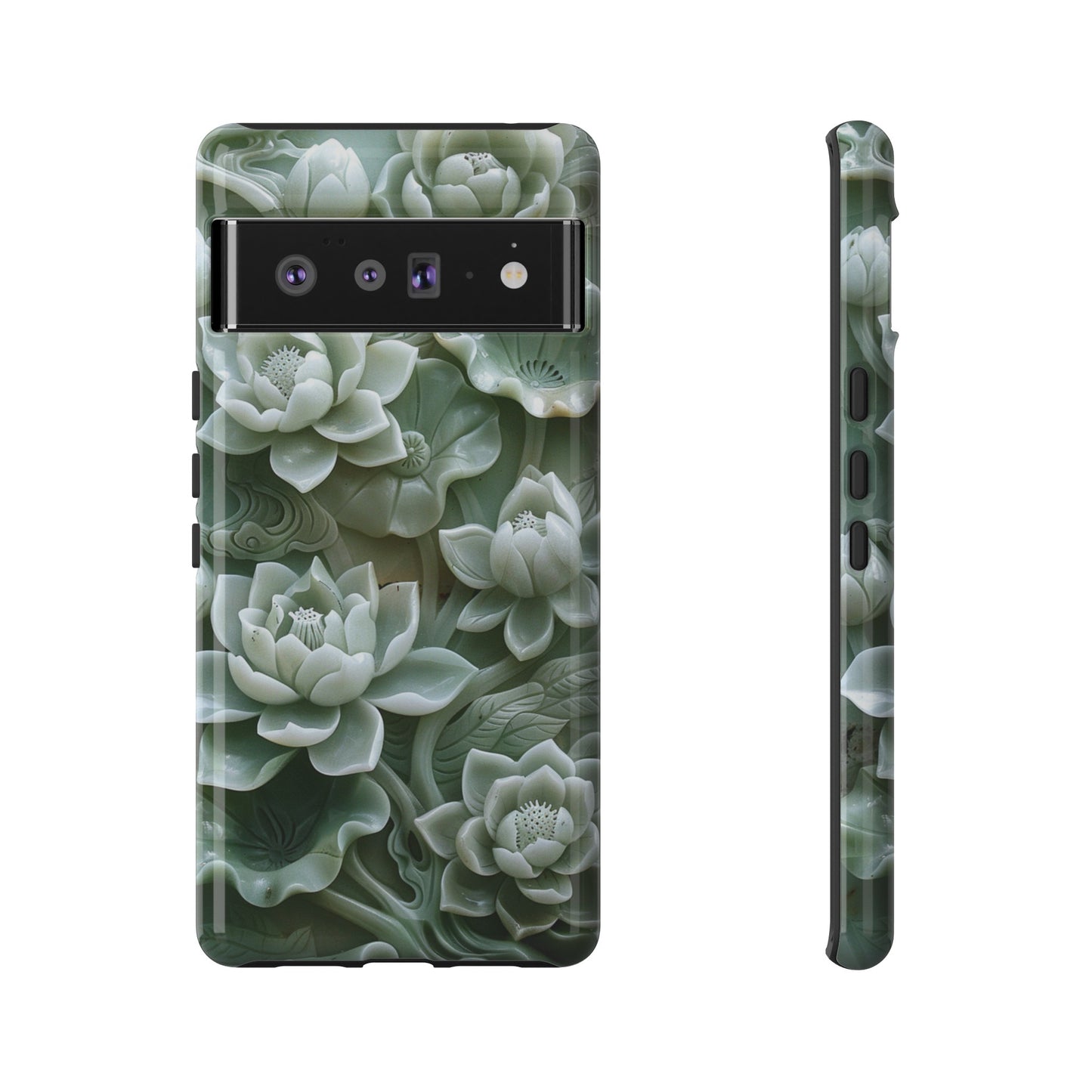 Green Jade Lotus Floral Art Phone Case