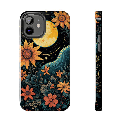 Boho Meets Cottagecore: Floral Sun, Moon & Stars iPhone Case – A Celestial Delight