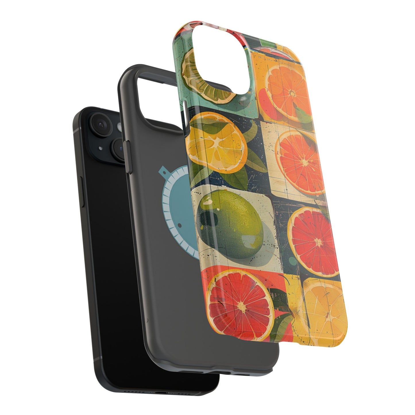 Italian Tile Citrus Fruit Abstract Floral Summer Style MagSafe Phone Case