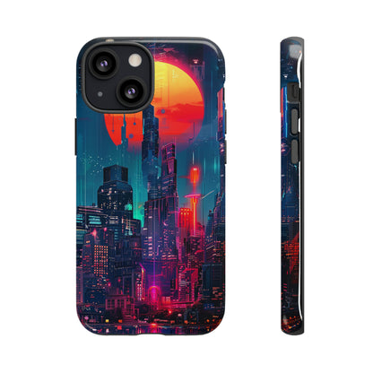 Cyberpunk Full Moon Cityscape Phone Case