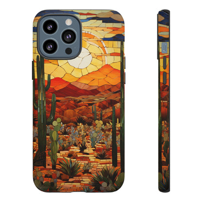 Desert Sunset Cactus Mosaic Tile