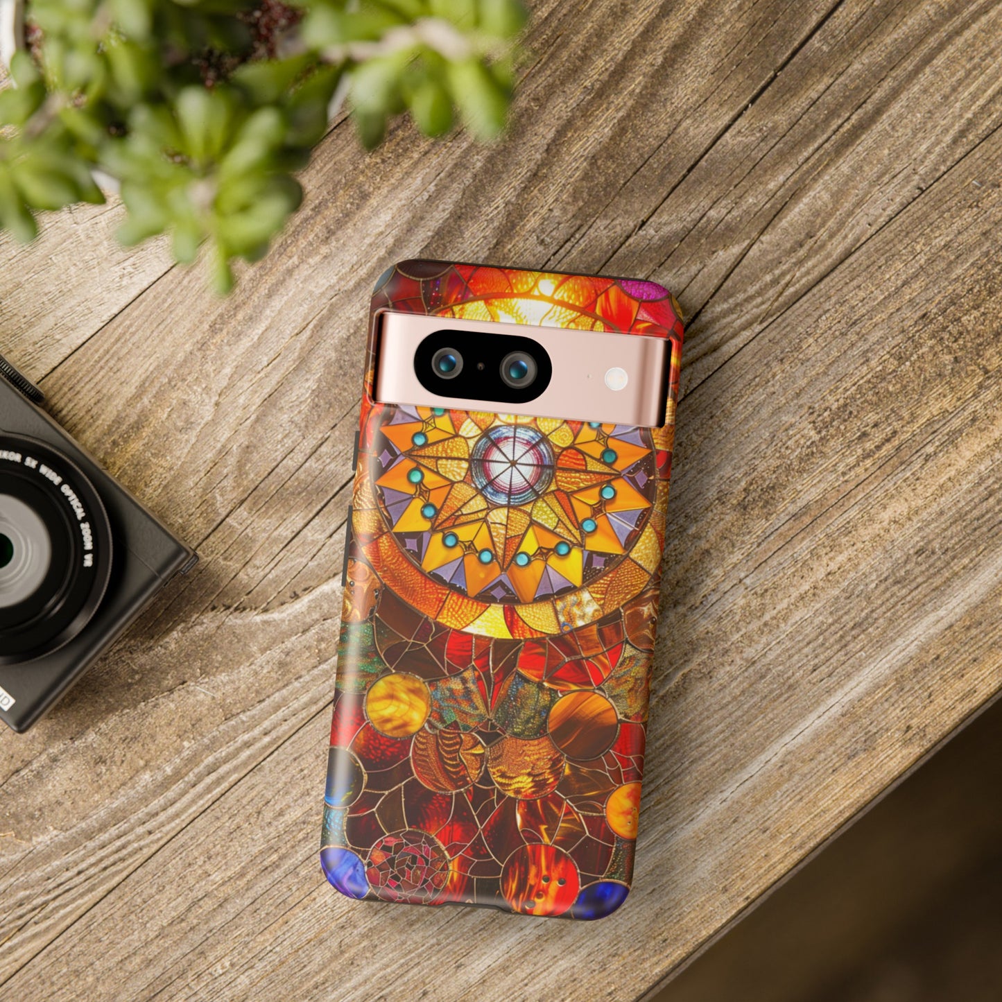 Cosmic Stained Glass Mandala Phone Case