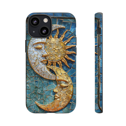 Boho Sun and Moon Mosaic Tile Stained Glass Phone Case