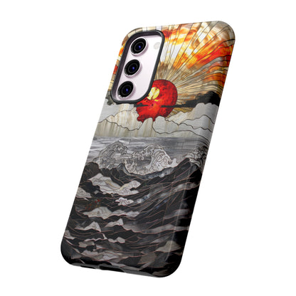 Japanese Rising Sun Phone Case Stained Glass Ocean Wave Phone Cover iPhone 15 Case