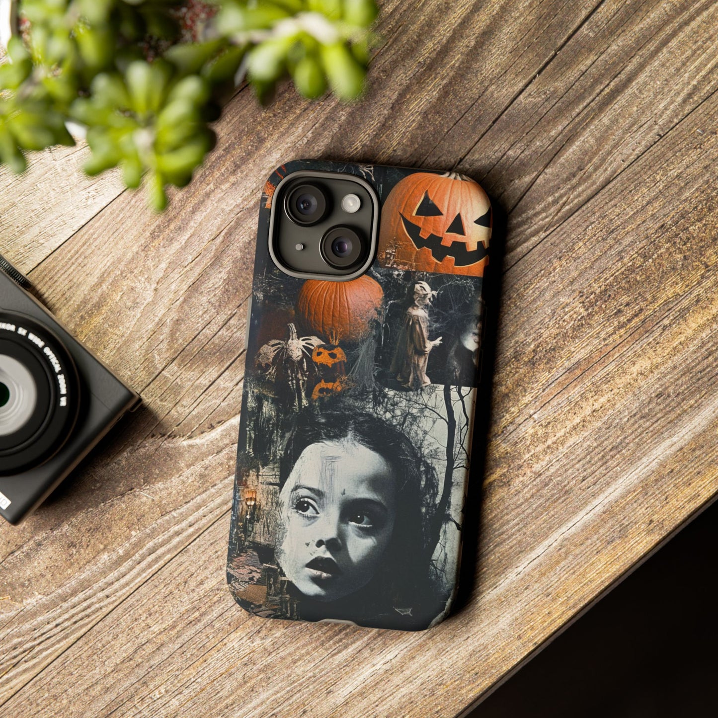 Vintage Halloween Collage Wednesday Goth Style Jackolantern Spooky Phone Cover