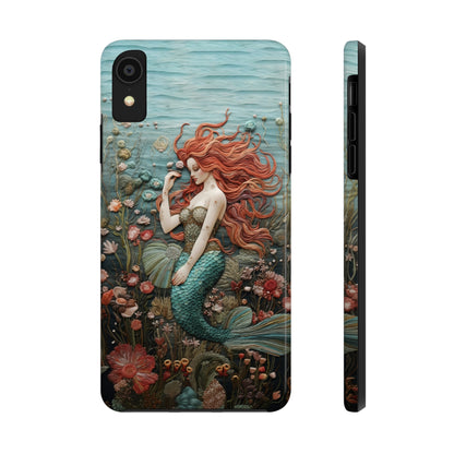 Siren's Song: Mermaid Elegance Apple Phone Case | Embroidery-Inspired iPhone Case