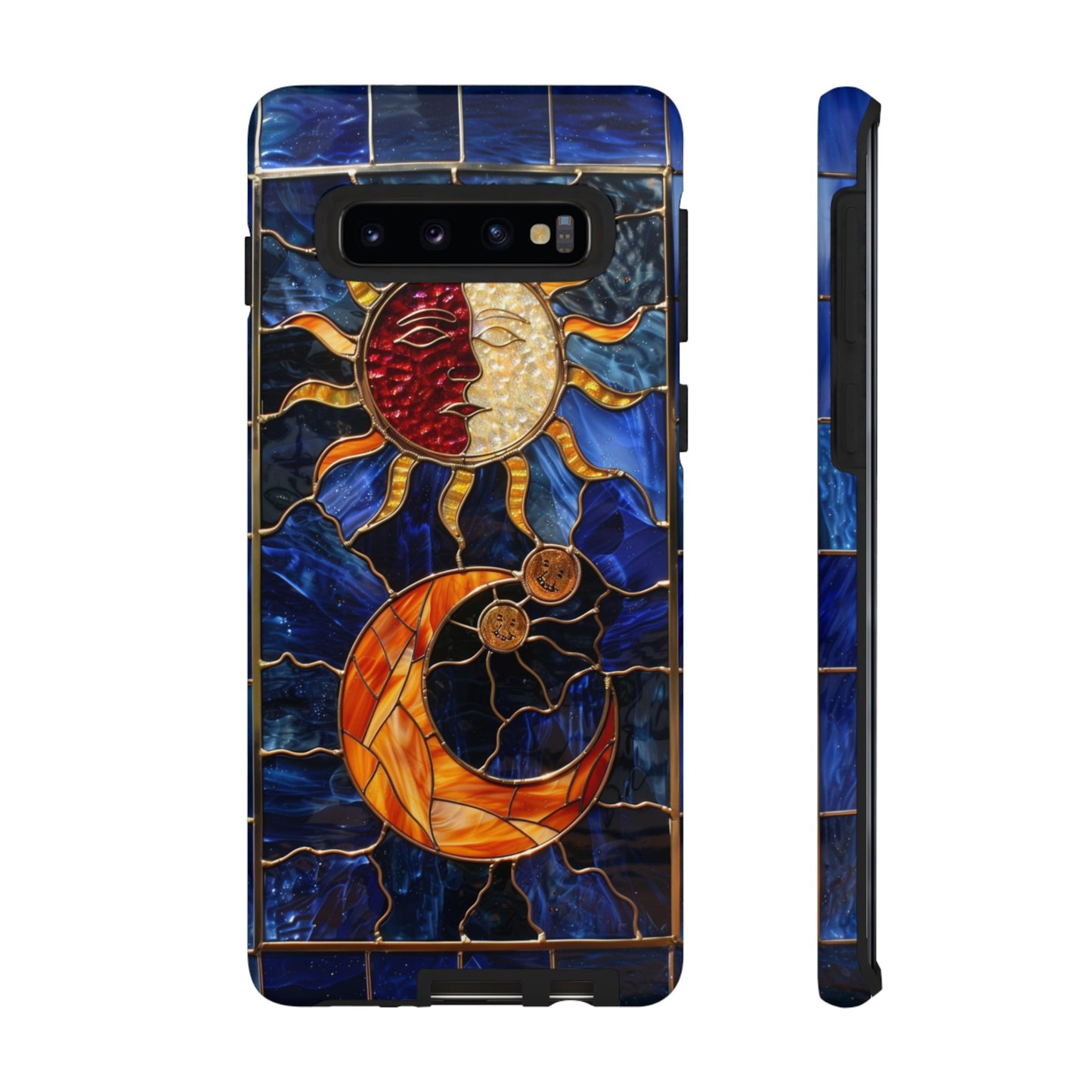 Celestial Stained Glass Moon and Stars iPhone 15 Case