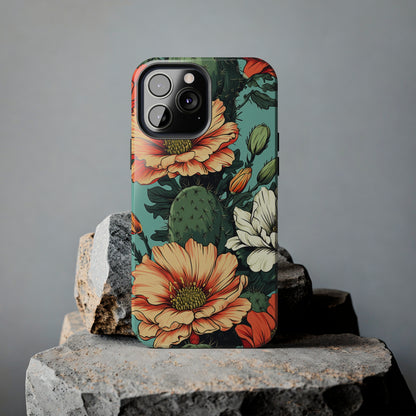 Desert Dream: Retro Vibe Cactus Tough iPhone Case