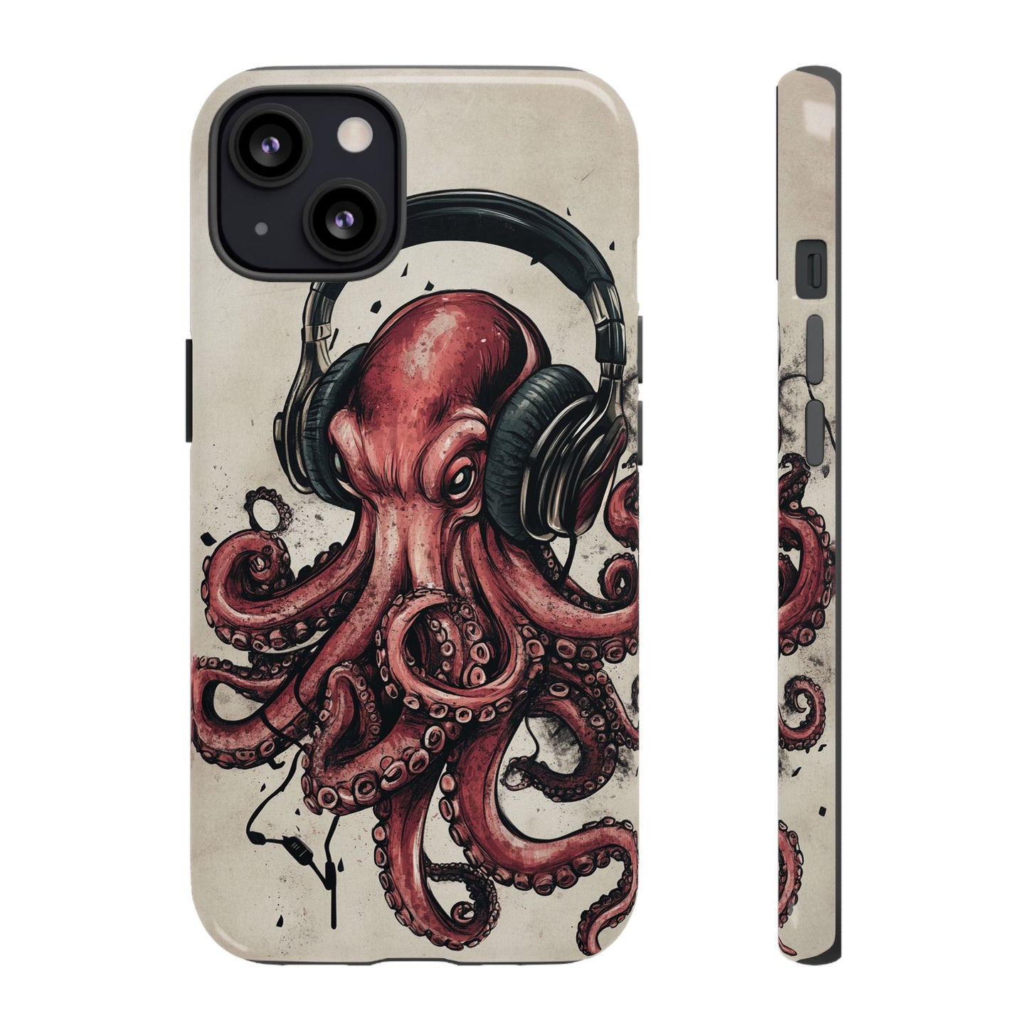 Retro Style Japanese Octopus Listening to Headphones Phone Cover