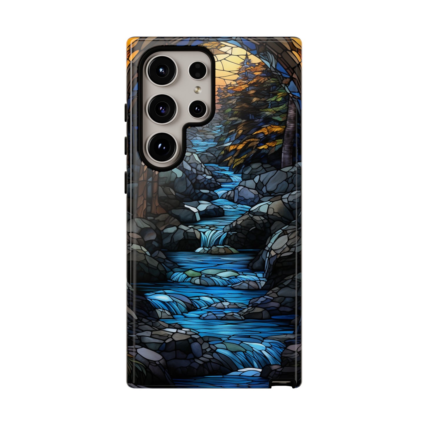 Stained Glass Stone Bridge and River Art Phone Case