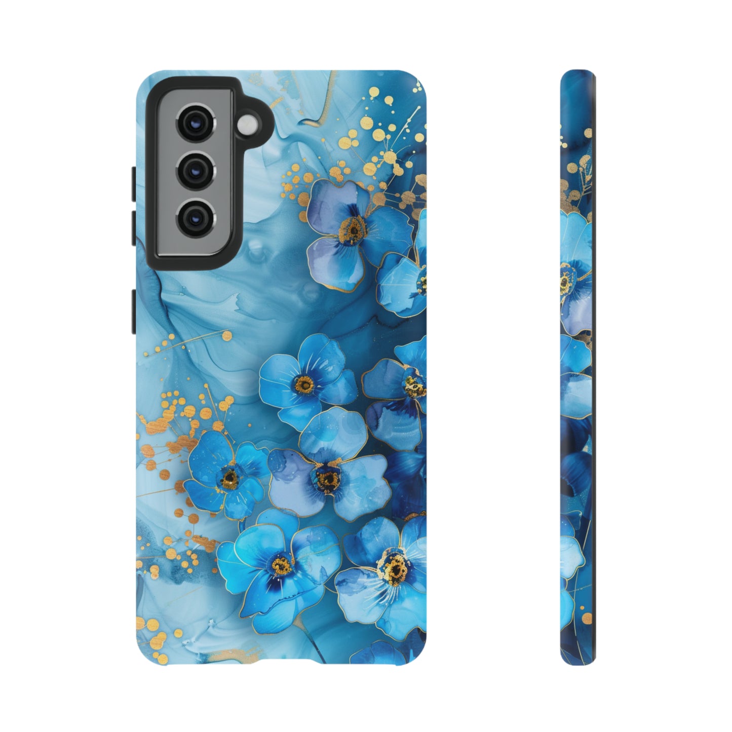 Forget Me Nots Gold Color Splash Floral Design Phone Case