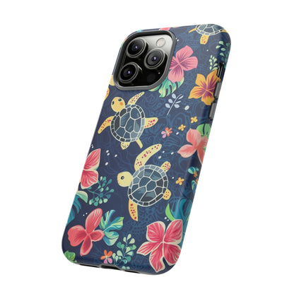 Undersea Floral Blue Sea Turtle Phone Case