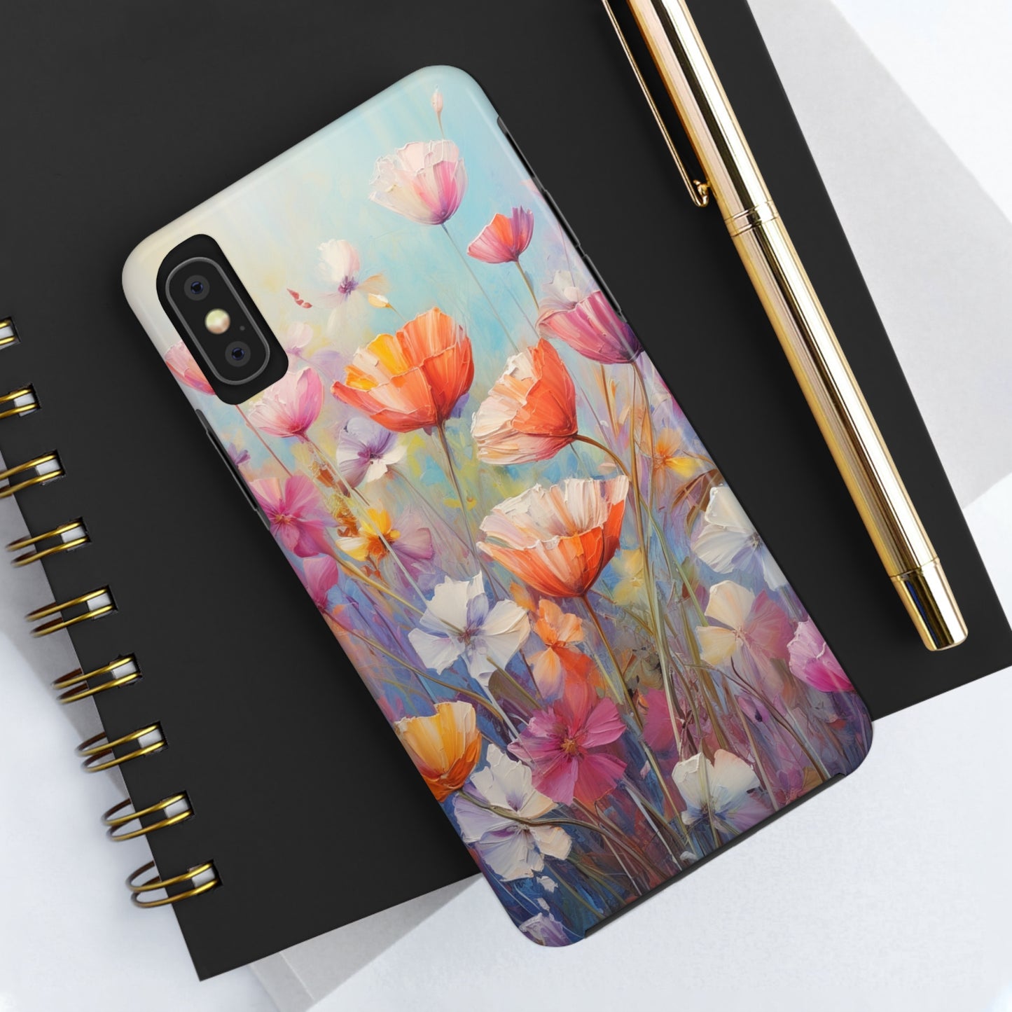 Poppy Flower Oil Painting Tough iPhone Case | Retro Groovy Phone Cover