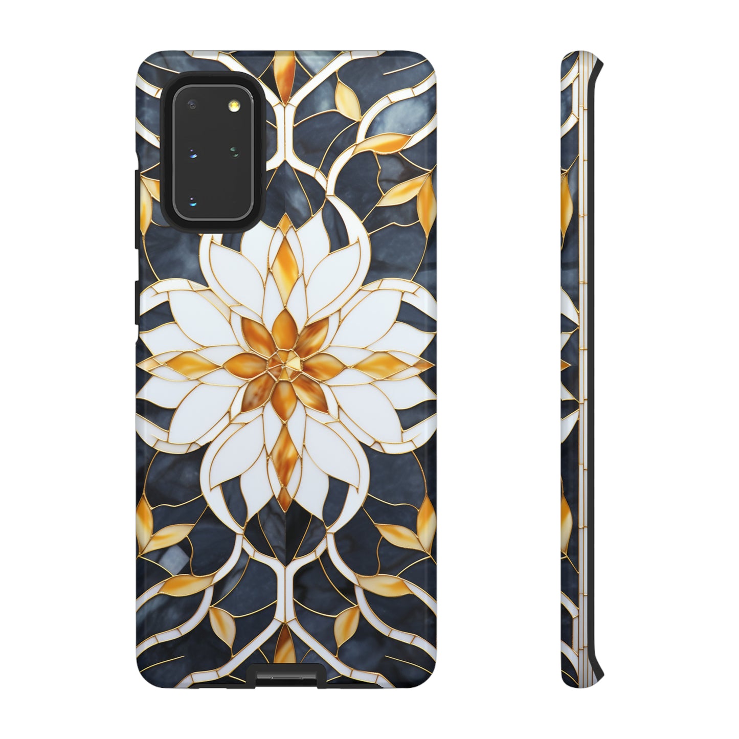 Art Deco Floral Gold & Blue Mosaic