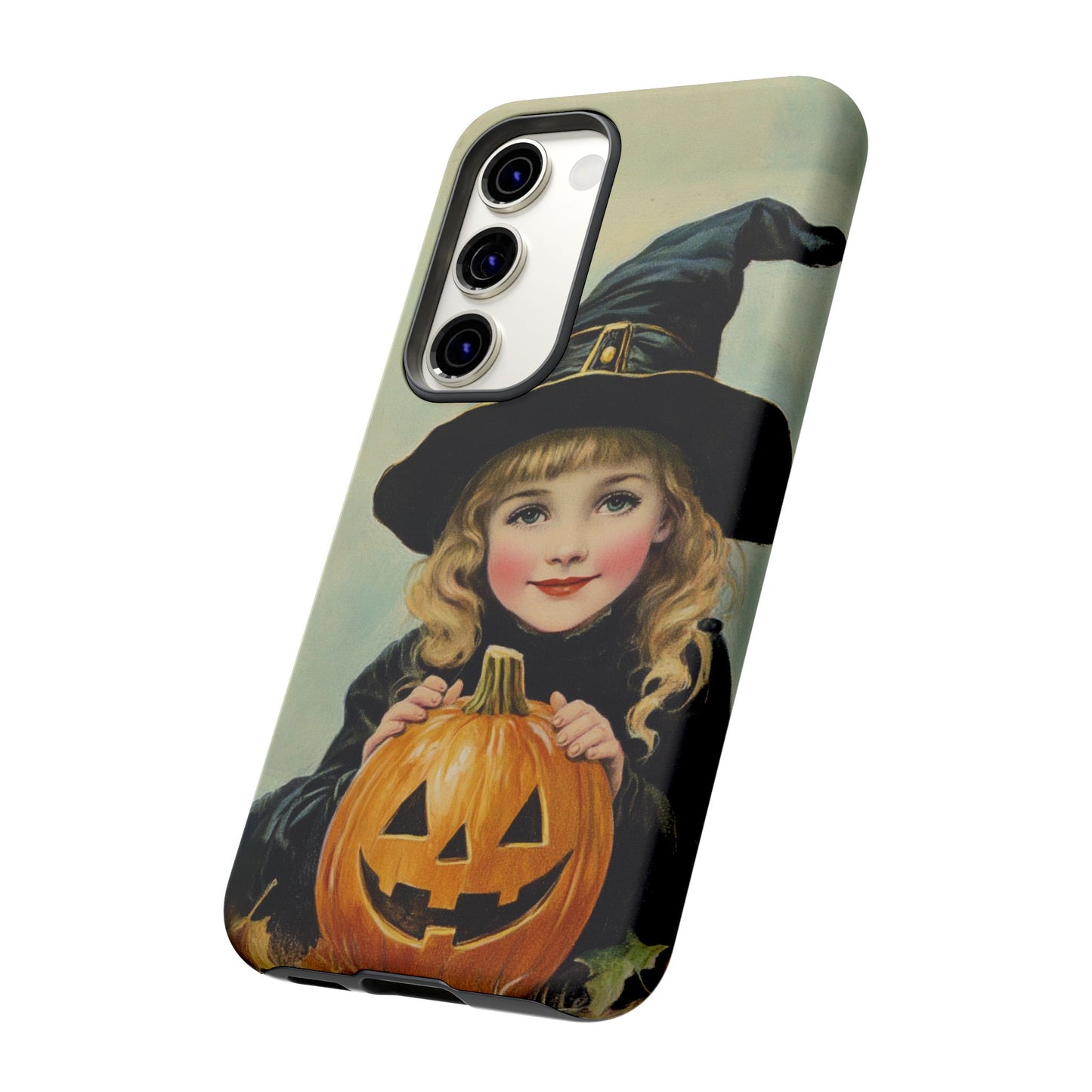 Vintage Halloween Card Witch and Jack-o'-lantern Phone Cover