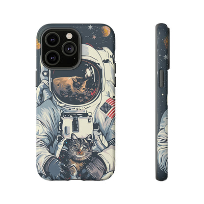 The Astronaut and the Cosmic Cat Phone Case