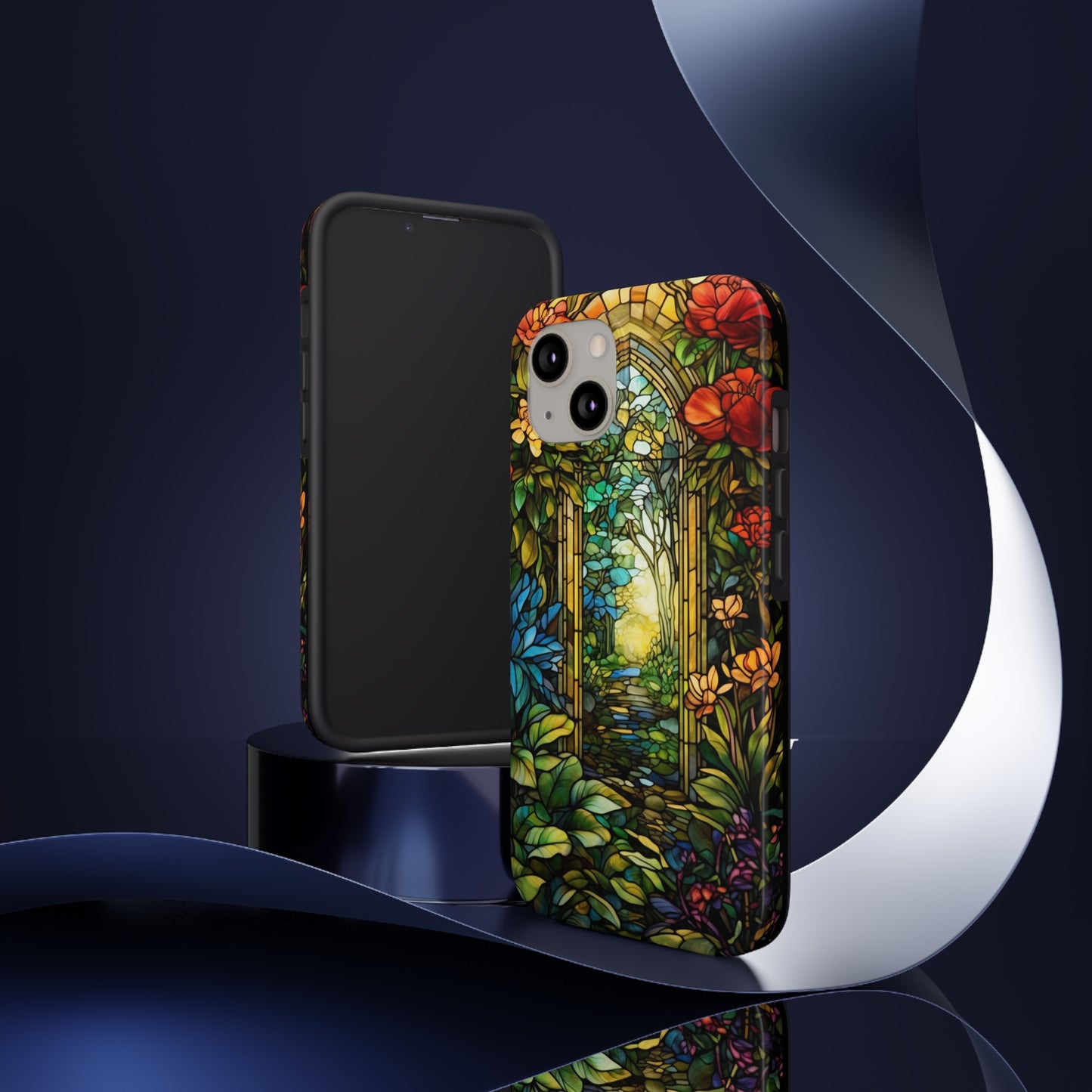 Secret Garden Stained Glass iPhone Tough Case | Unveil the Beauty of Nature with Reliable Protection