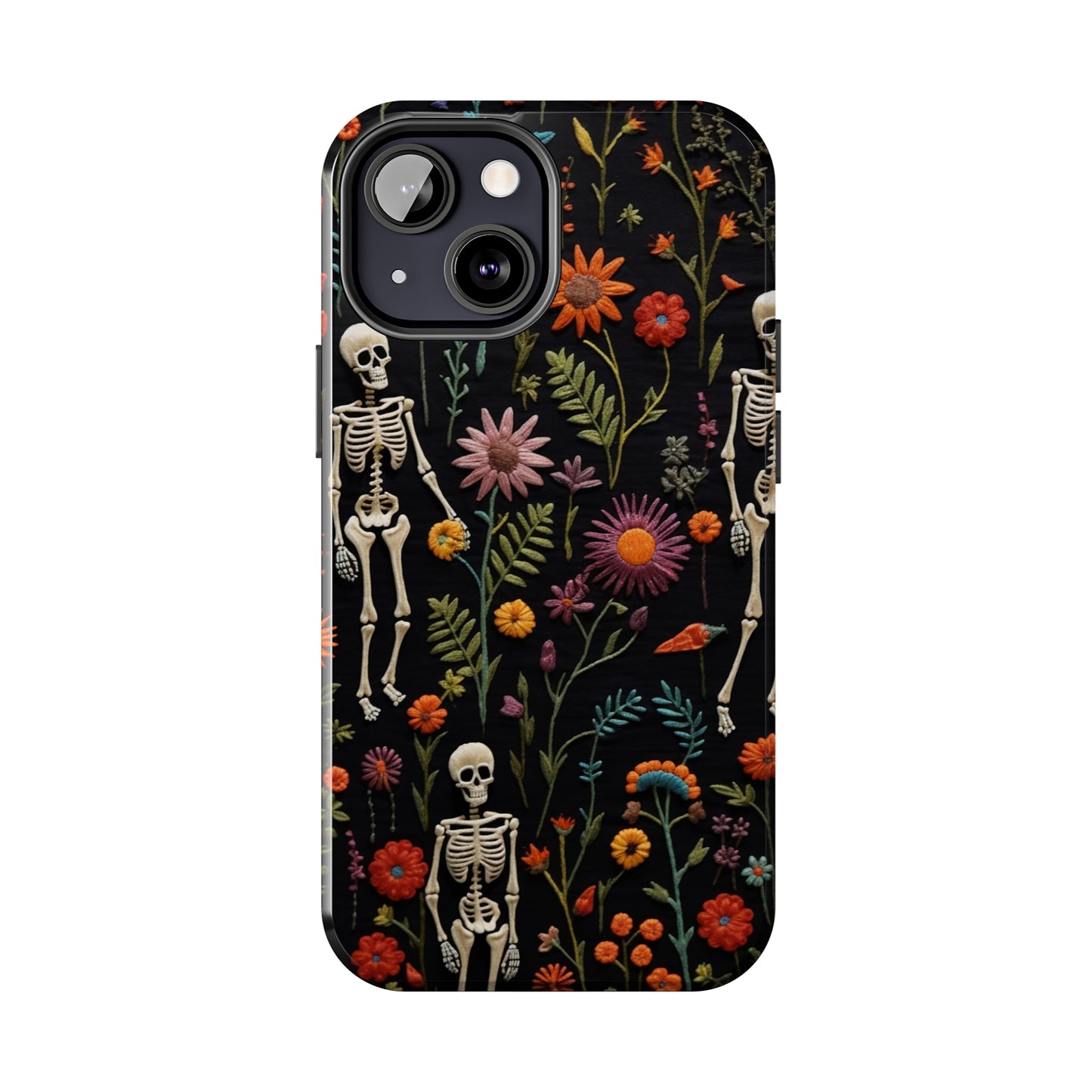 Skeletons in the garden Halloween Embroidery Phone Case