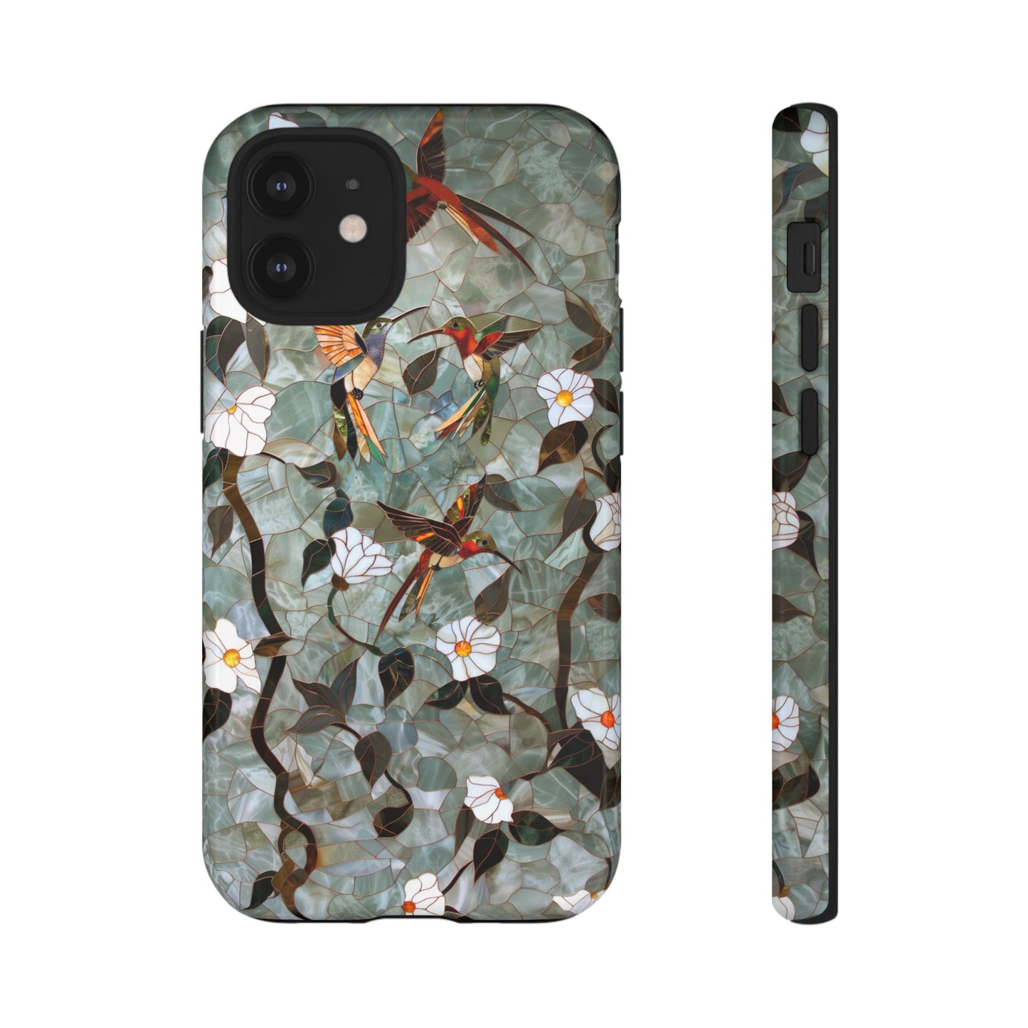 Stained Glass Hummingbirds and Flowers iPhone Case