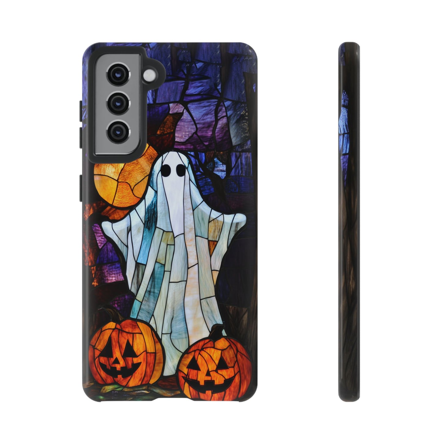 Stained Glass Halloween Ghost and Jack-o'-Lanterns Phone Cover