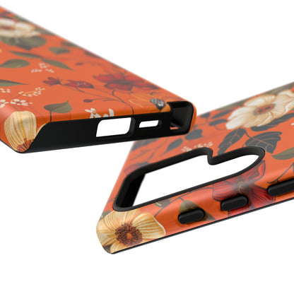 Orange Floral Phone Tough Case