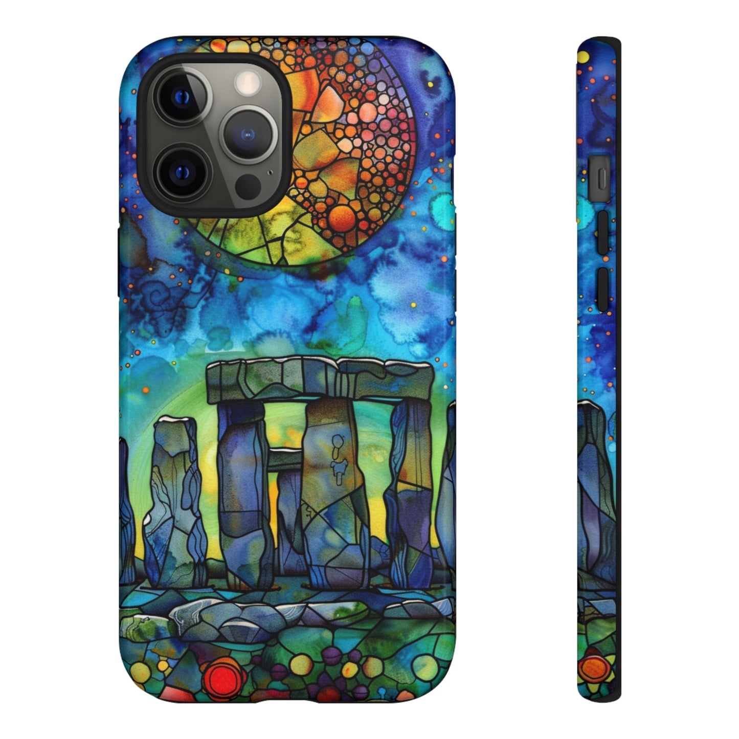 Stonehenge Neolithic Full Moon Stained Glass Watercolor Phone Cover