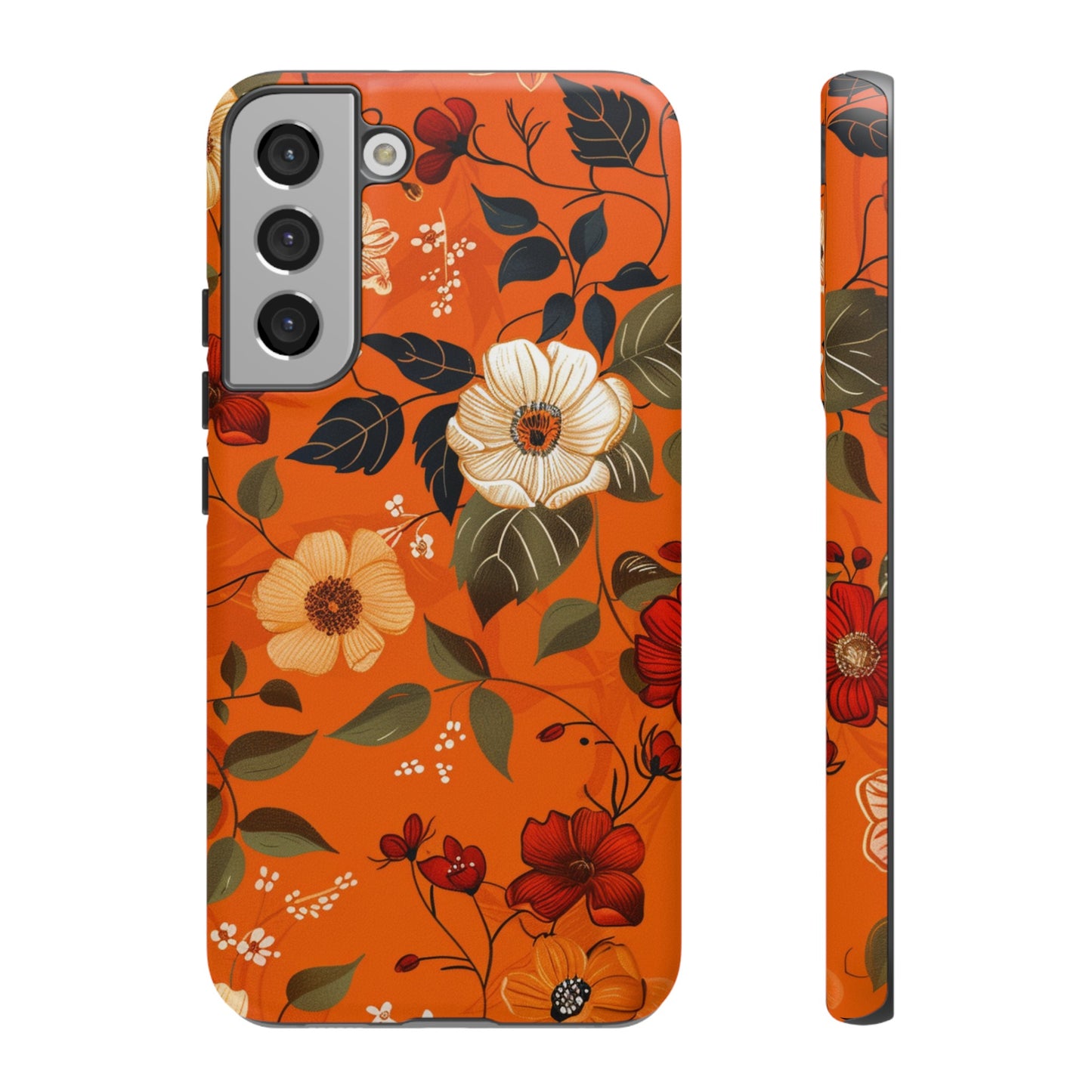 Orange Floral Phone Tough Case