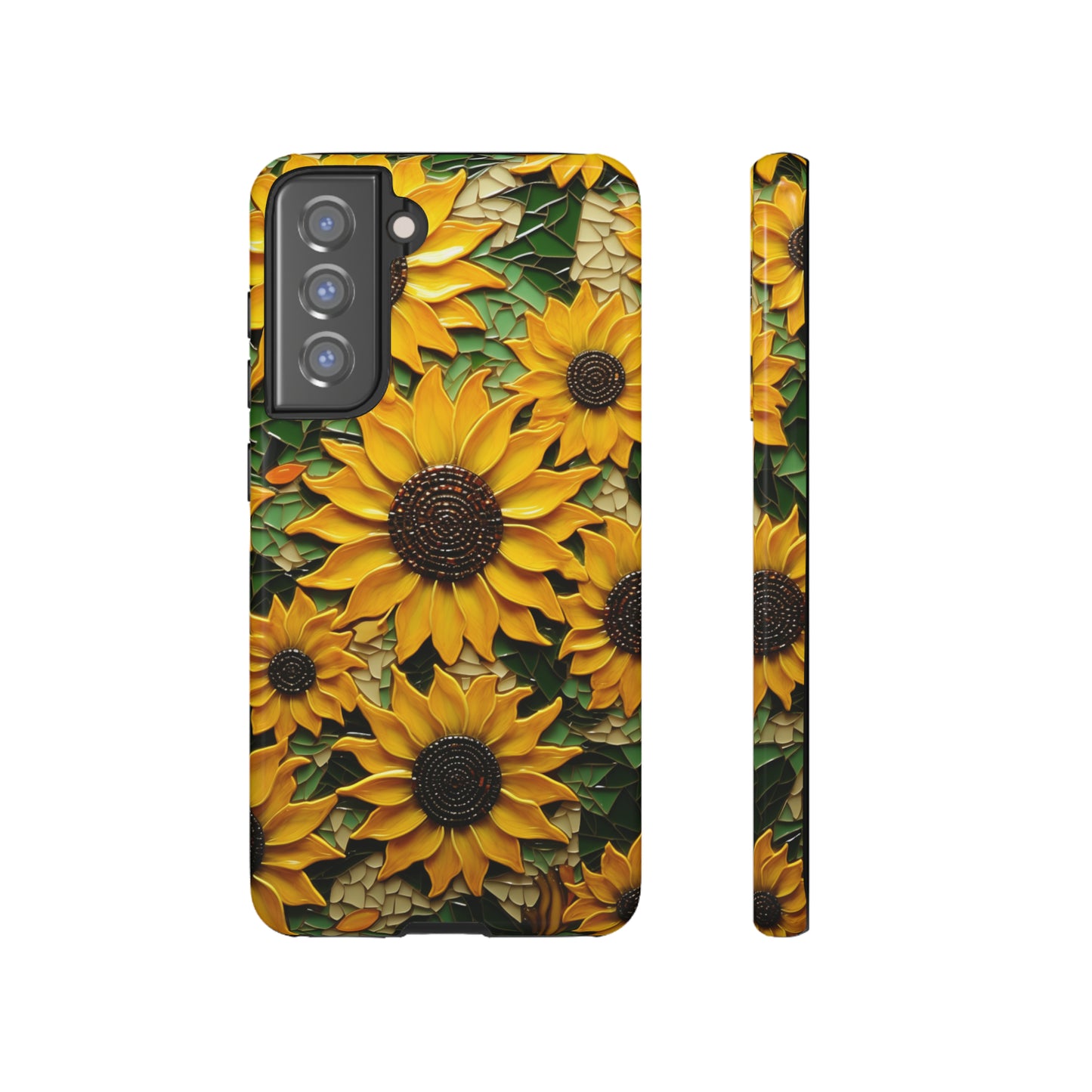 Sunflower Floral Color Explosion Mosaic Glass