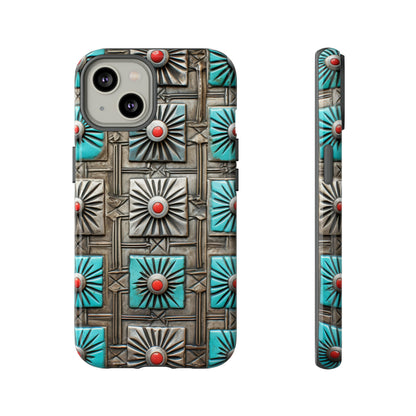 Vintage Navajo Native American Turquoise Concho Phone Case for iPhone 15, 14, 13, 12, 11 Pro Max, 14 Plus, iPhone XS Max, iPhone XR, iPhone 7, 8, 14, 15 Plus, SE