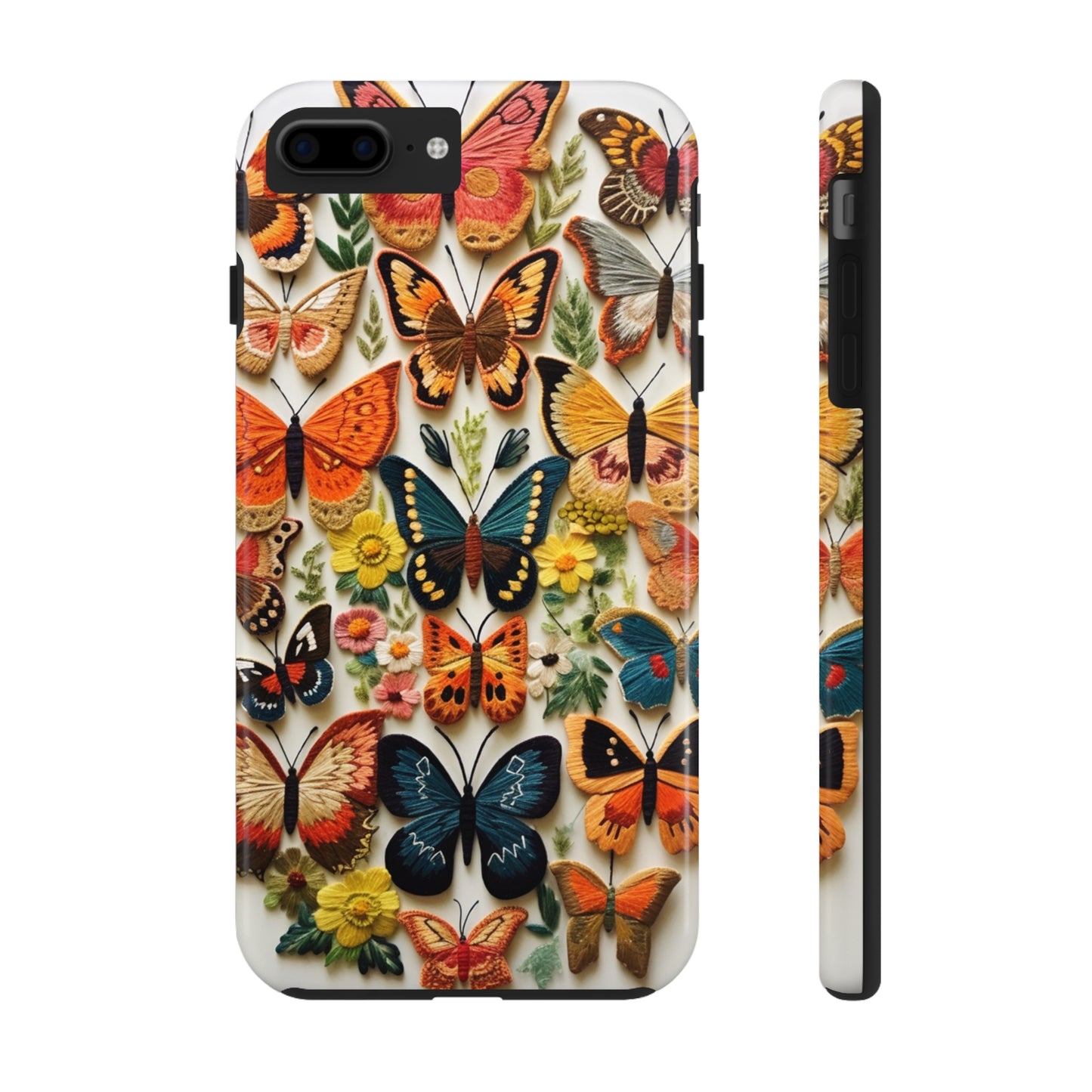 Embroidery Butterflies iPhone Case | Whimsical Elegance and Nature's Beauty in Handcrafted Detail