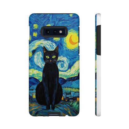 Starry Night Van Gogh Black Cat iPhone Case
