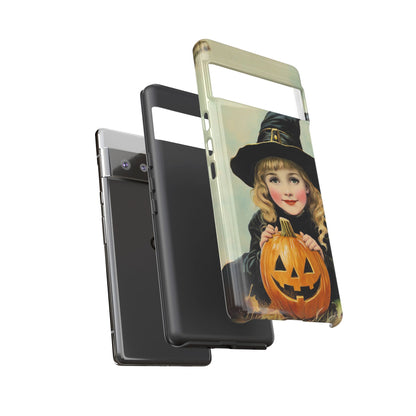 Vintage Halloween Card Witch and Jack-o'-lantern Phone Cover