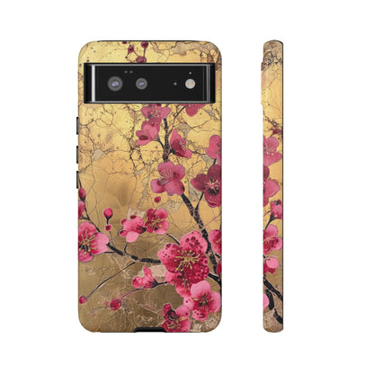 Pink Forget Me Nots Gold Floral Phone Case